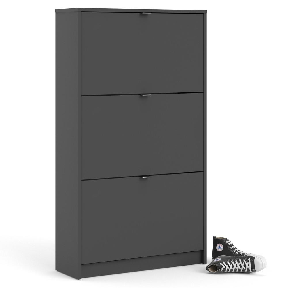 Bright 3 Drawer Shoe Cabinet, Matte Grey