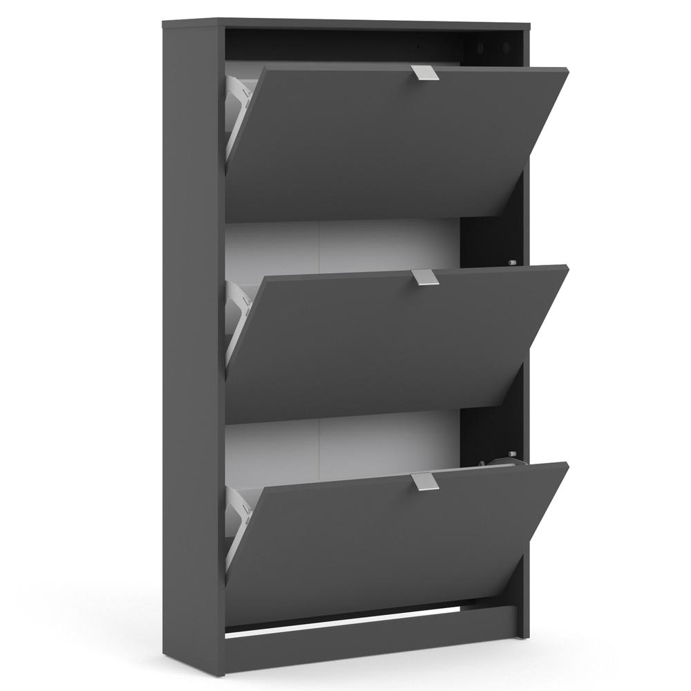 Bright 3 Drawer Shoe Cabinet, Matte Grey