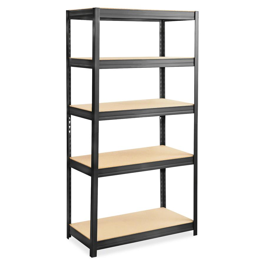 Boltless Steel/Particleboard Shelving, Five-Shelf, 36w x 18d x 72h, Black