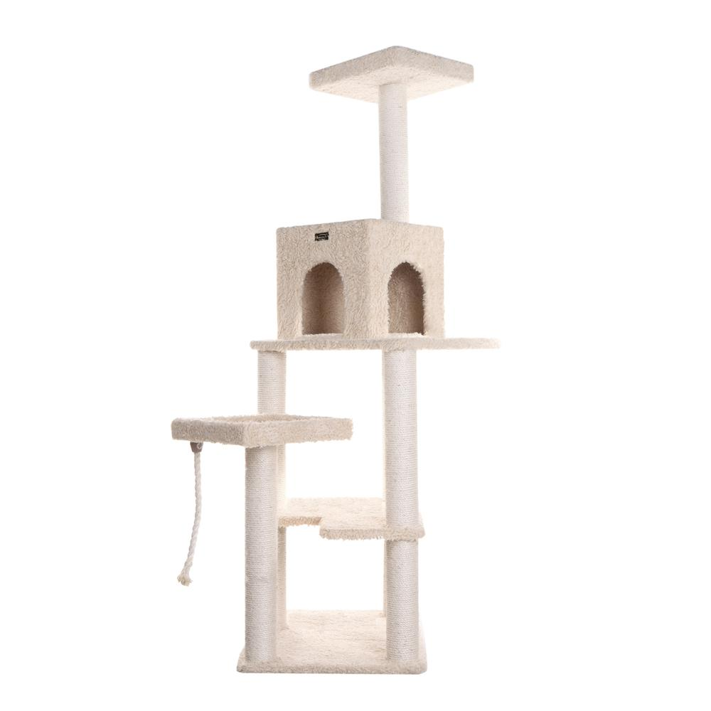 Armarkat Real Wood Cat Tower, Ultra thick Faux Fur Covered Cat Condo House A6902, Beige