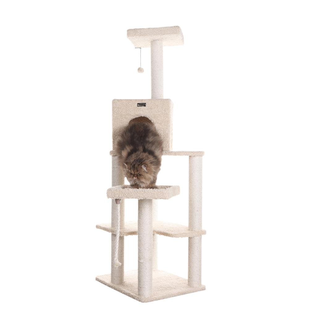 Armarkat Real Wood Cat Tower, Ultra thick Faux Fur Covered Cat Condo House A6902, Beige