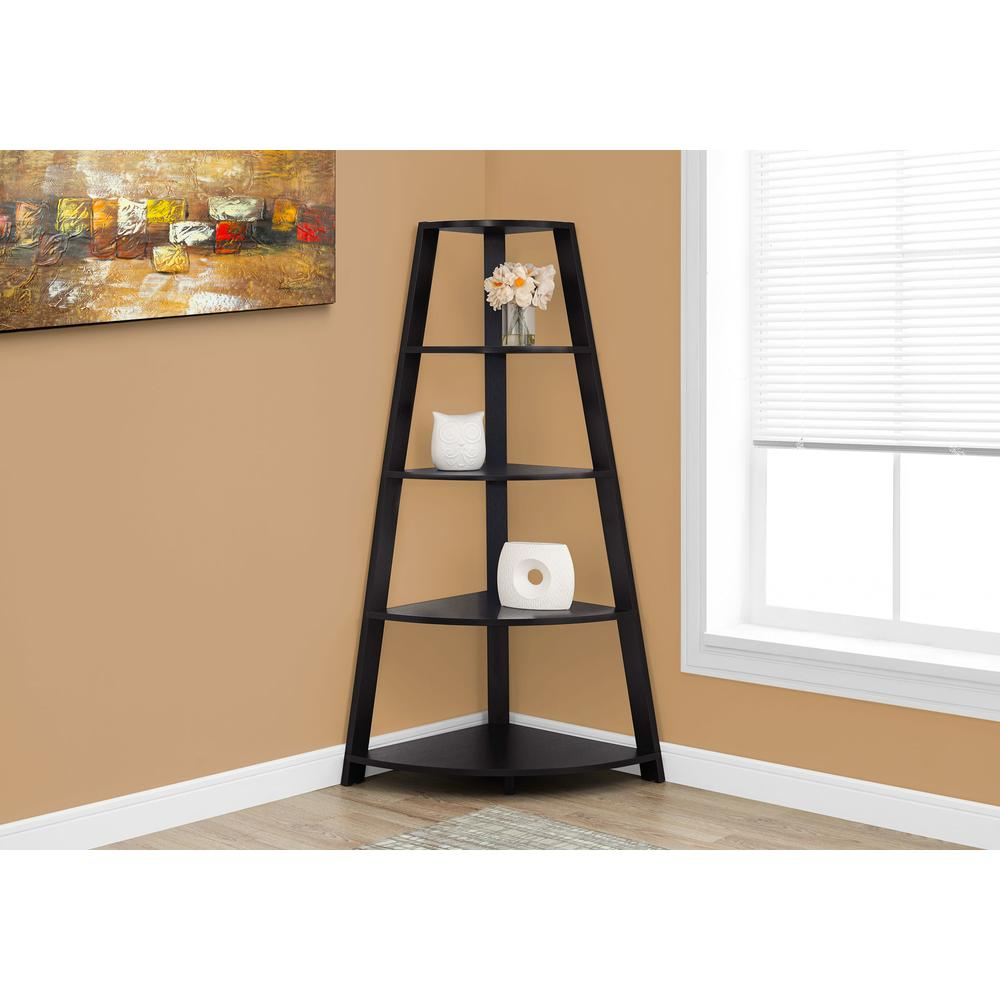 Bookshelf, Bookcase, Etagere, Corner, 4 Tier, 60H, Office, Bedroom