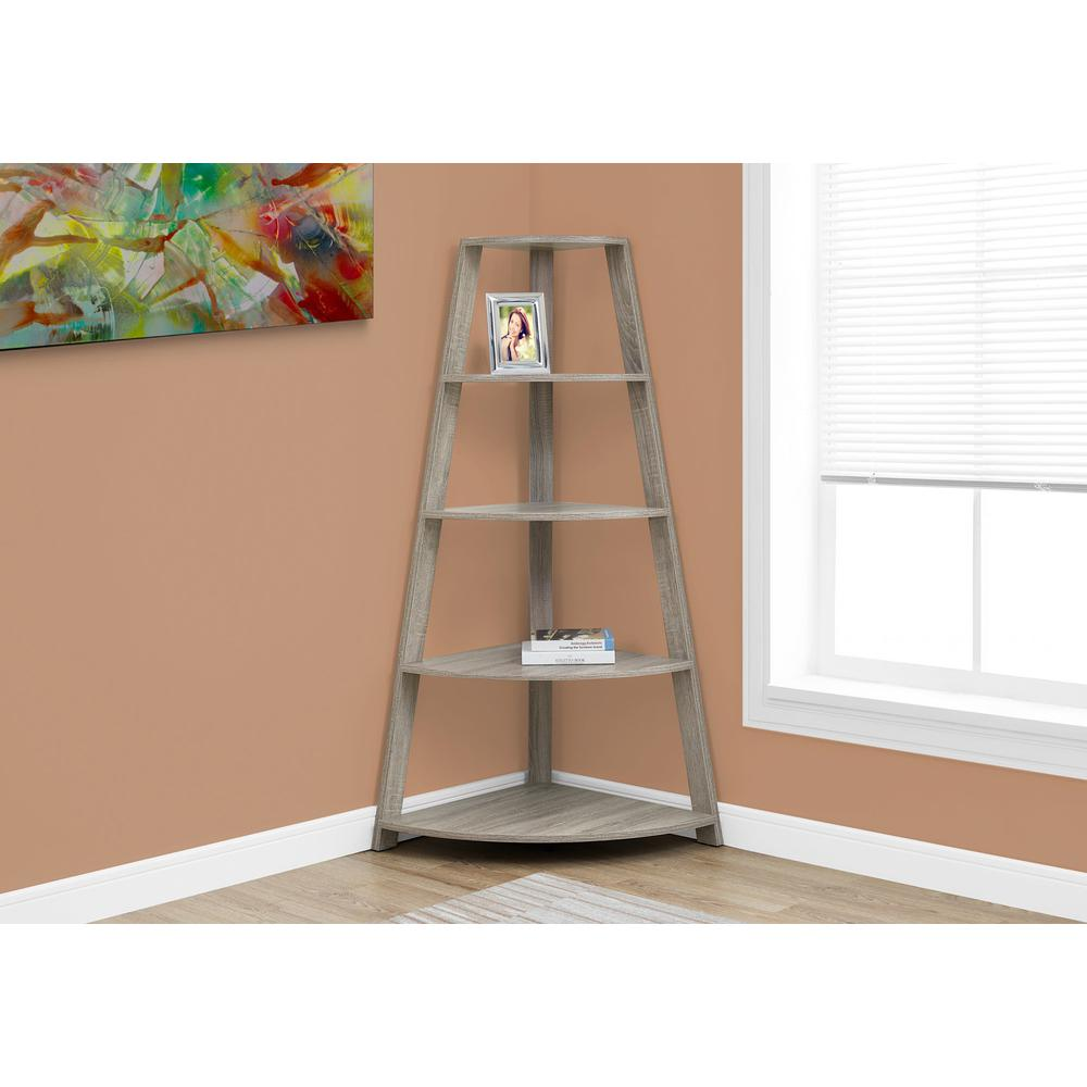 Bookshelf, Bookcase, Etagere, Corner, 4 Tier, 60H, Office, Bedroom