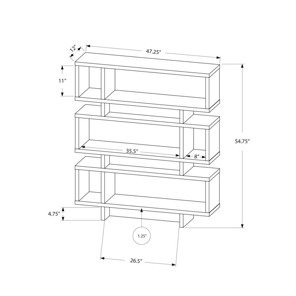 Bookshelf, Bookcase, Etagere, 4 Tier, 55H, Office, Bedroom, White Laminate