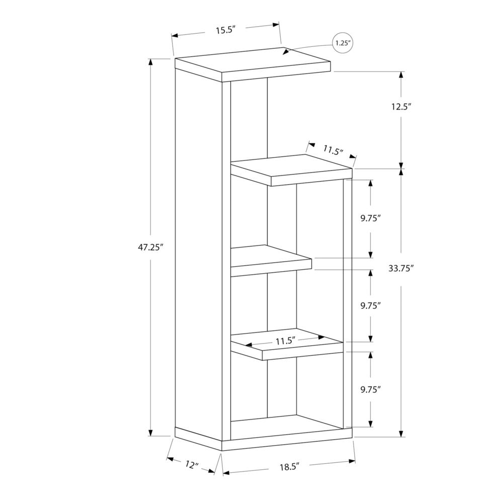 Bookshelf, Bookcase, Etagere, 4 Tier, 48H, Office, Bedroom, Brown Laminate