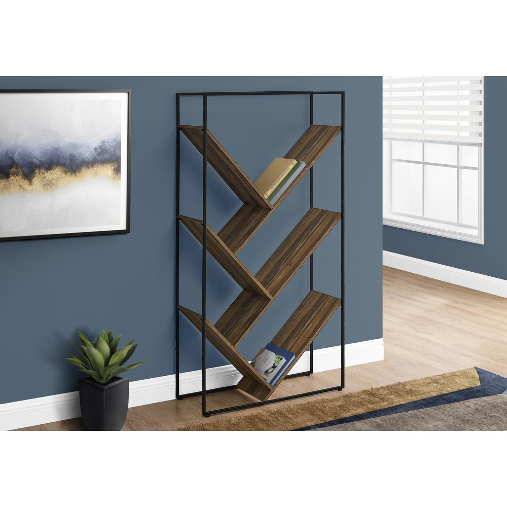 Bookshelf, Bookcase, Etagere, 3 Tier, 60H, Office, Bedroom, Black Laminate