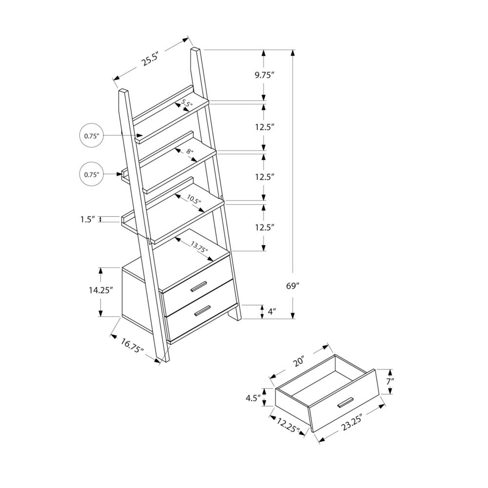 Bookshelf, Bookcase, Etagere, Ladder, 4 Tier, 69H, Office, Bedroom