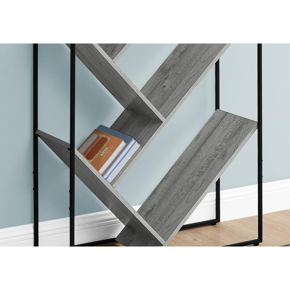 Bookshelf, Bookcase, Etagere, 3 Tier, 60H, Office, Bedroom, Grey Laminate