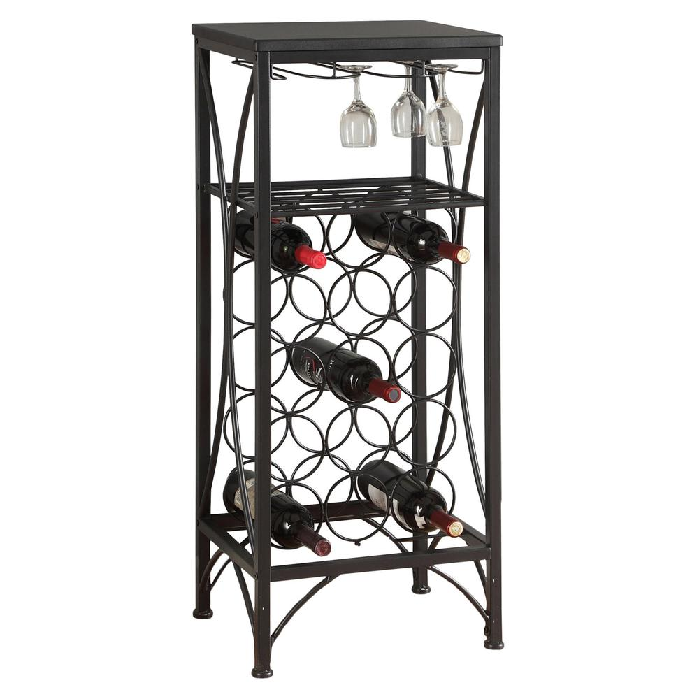 Home Bar, Wine Rack, Black Metal, Transitional