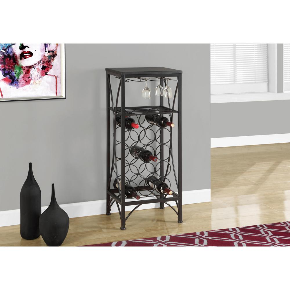 Home Bar, Wine Rack, Black Metal, Transitional