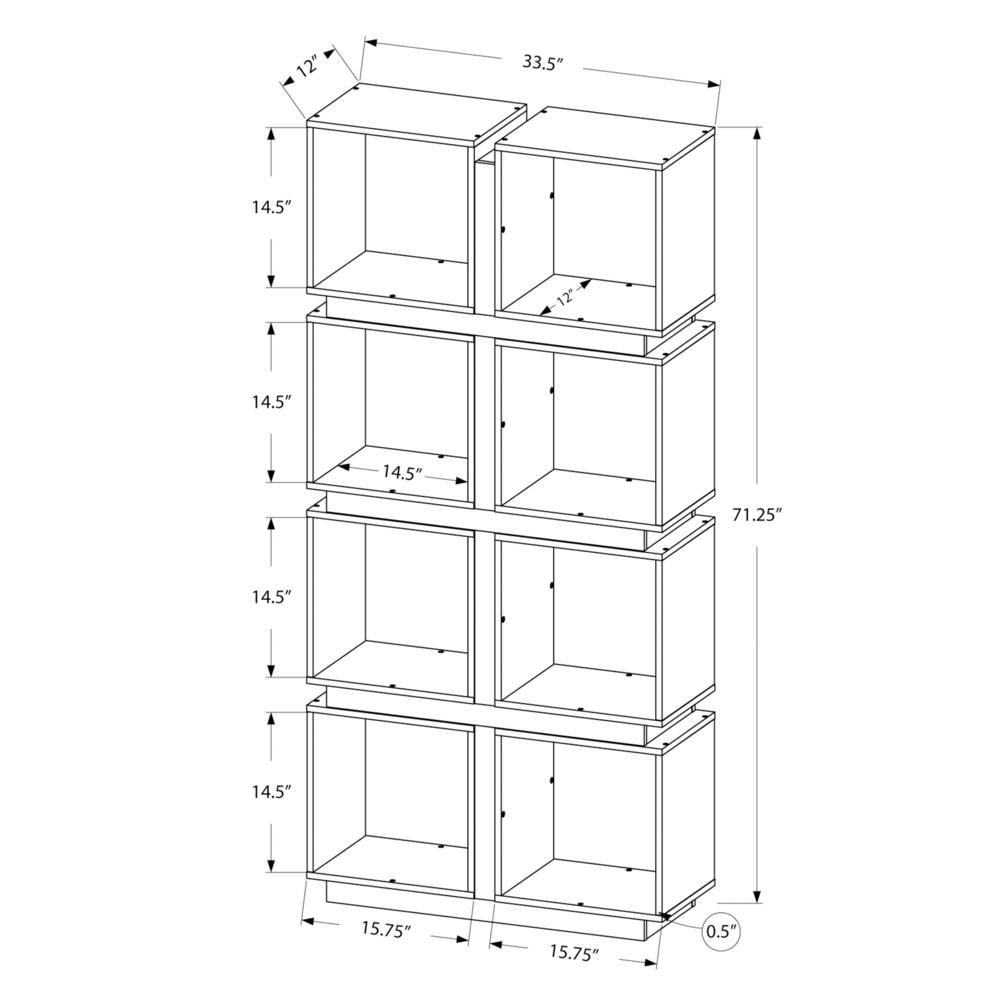 Bookshelf, Bookcase, Etagere, 5 Tier, 71H, Office, Bedroom