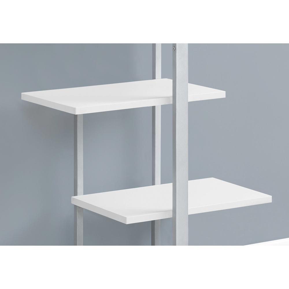 Bookshelf, Bookcase, Etagere, 5 Tier, 60H, Office, Bedroom, White Laminate