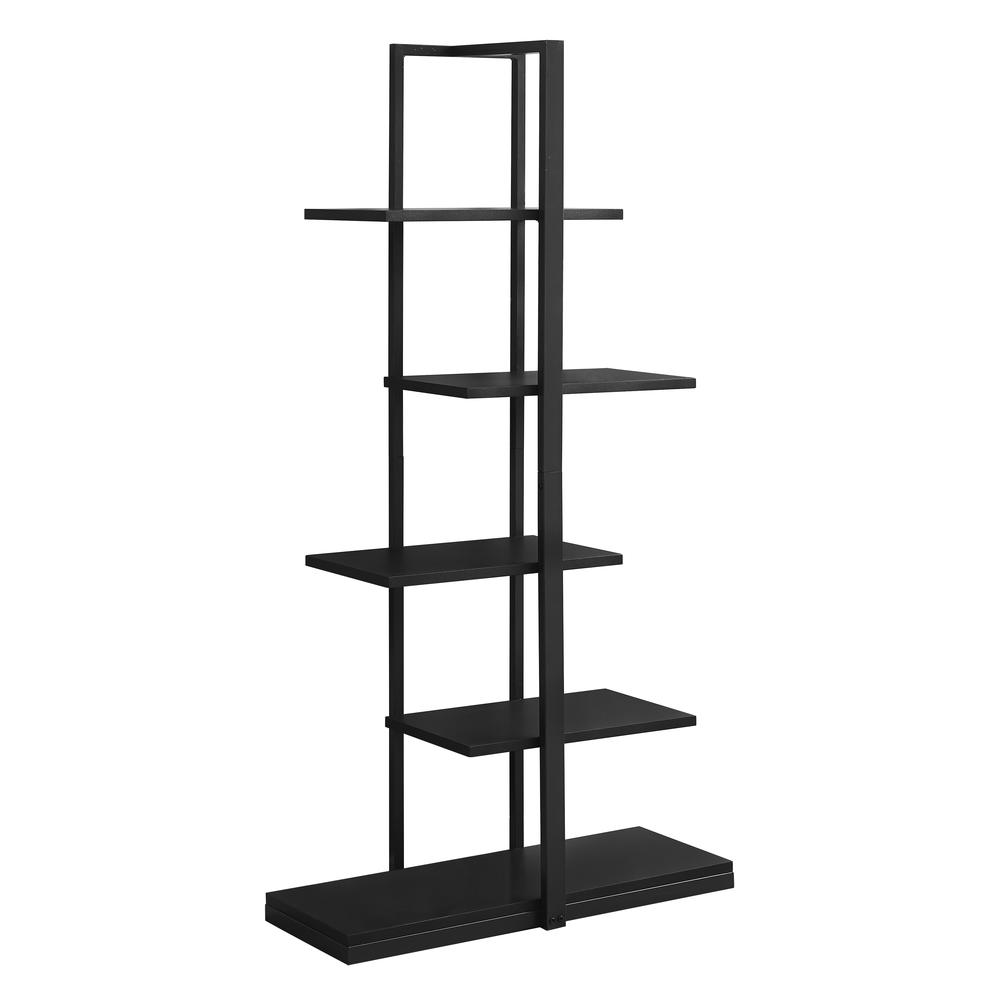 Bookshelf, Bookcase, Etagere, 5 Tier, 60H, Office, Bedroom, Black Laminate