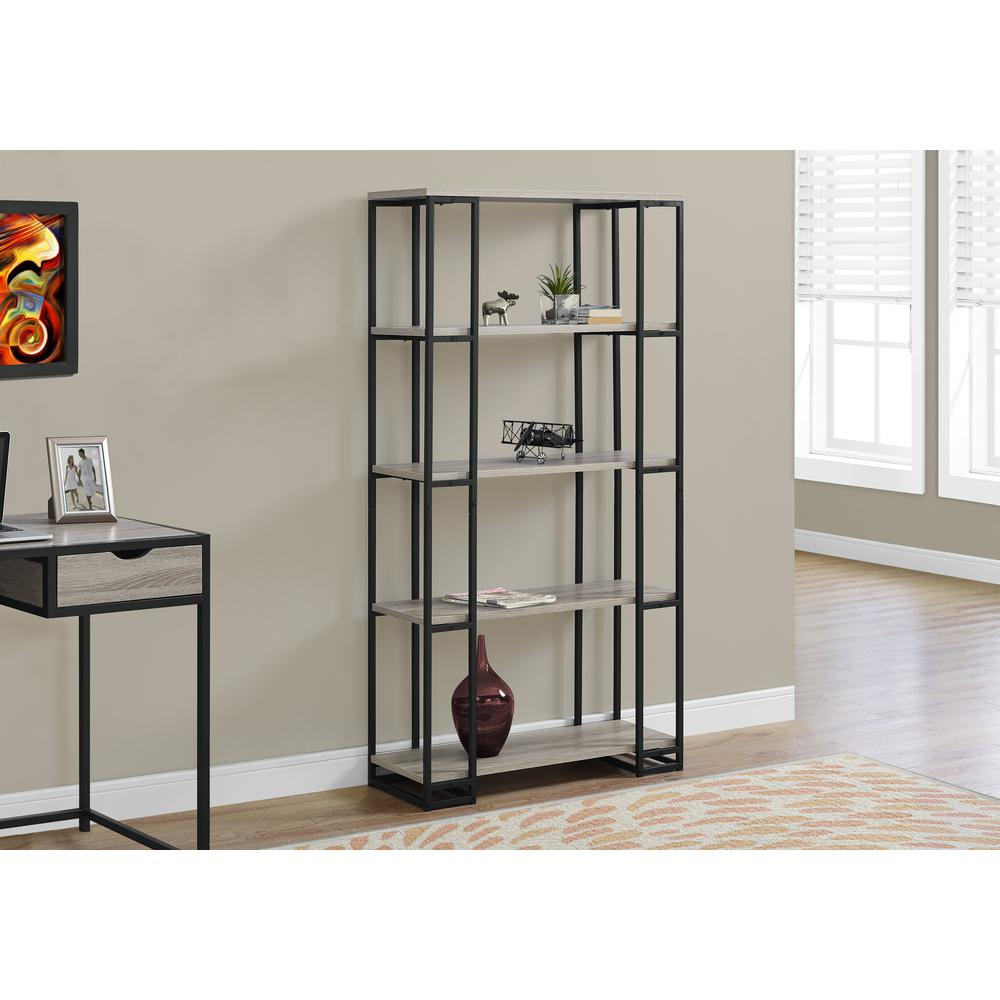 Bookshelf, Bookcase, Etagere, 5 Tier, 60H, Office, Bedroom, Brown Laminate