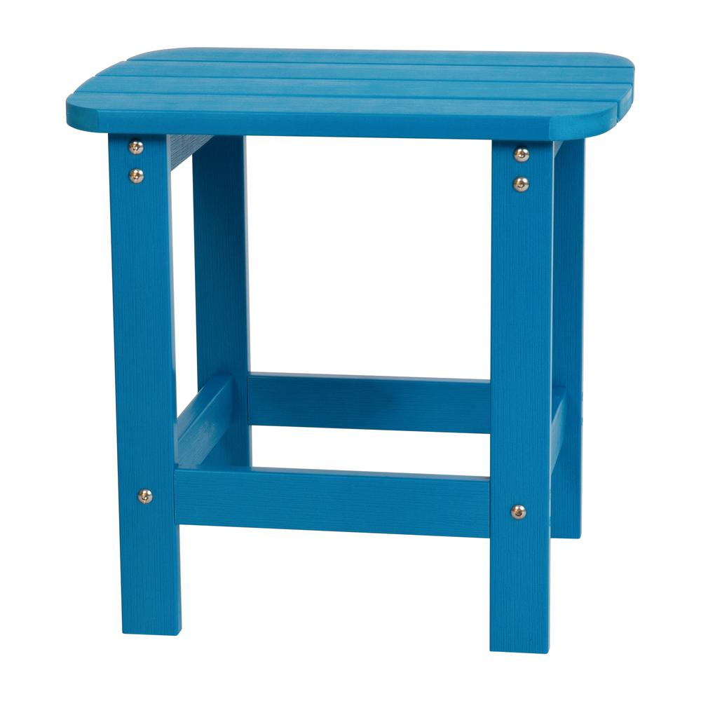 All-Weather Poly Resin Wood Adirondack Side Table in Blue