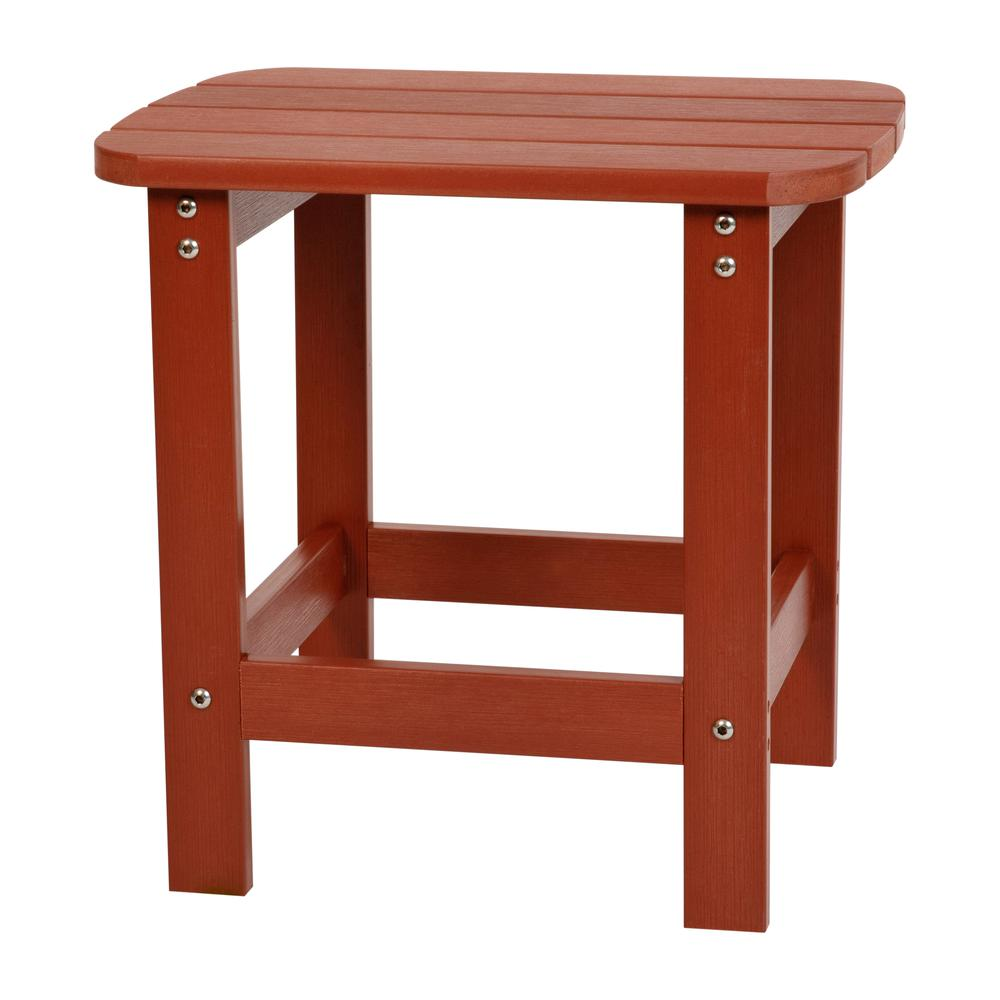 All-Weather Poly Resin Wood Adirondack Side Table in Red