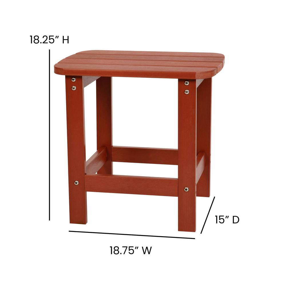 All-Weather Poly Resin Wood Adirondack Side Table in Red