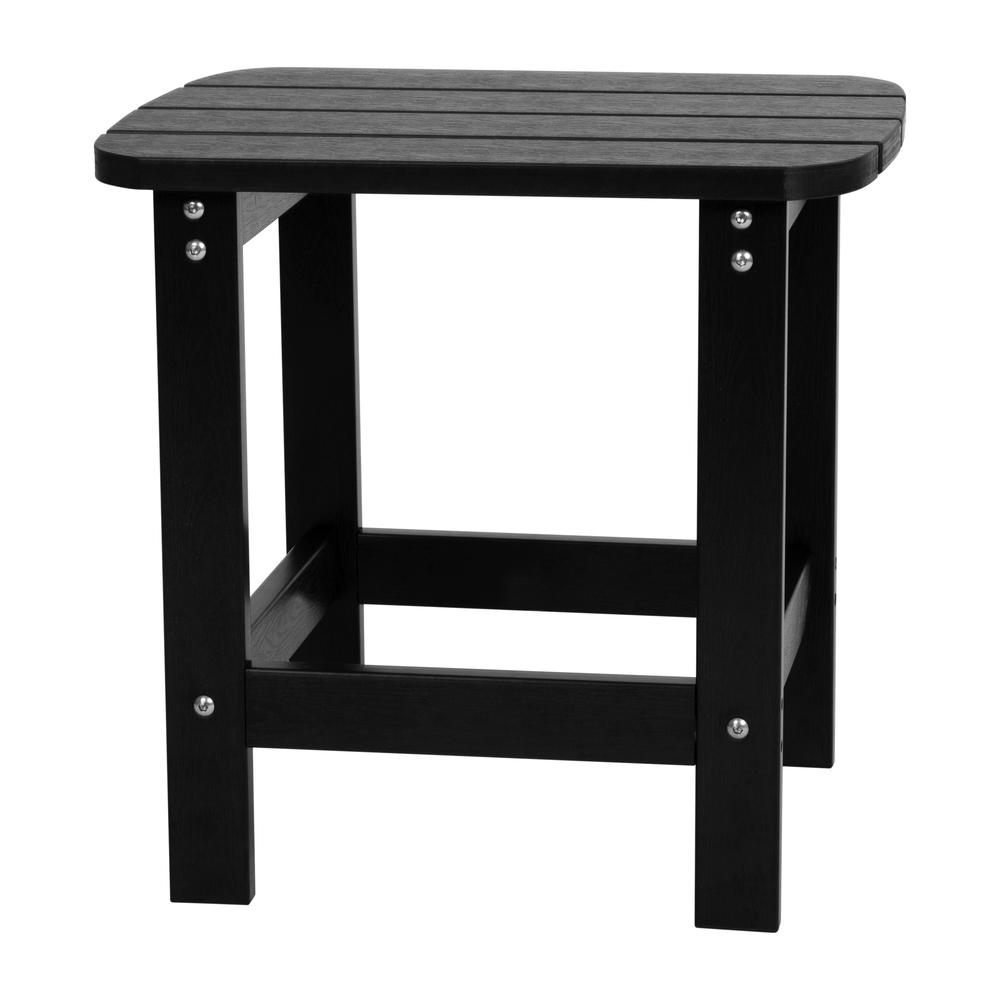 All-Weather Poly Resin Wood Adirondack Side Table in Black