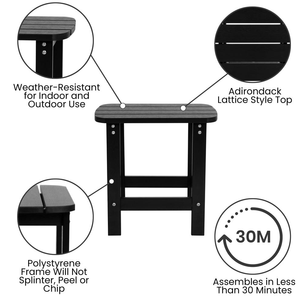 All-Weather Poly Resin Wood Adirondack Side Table in Black