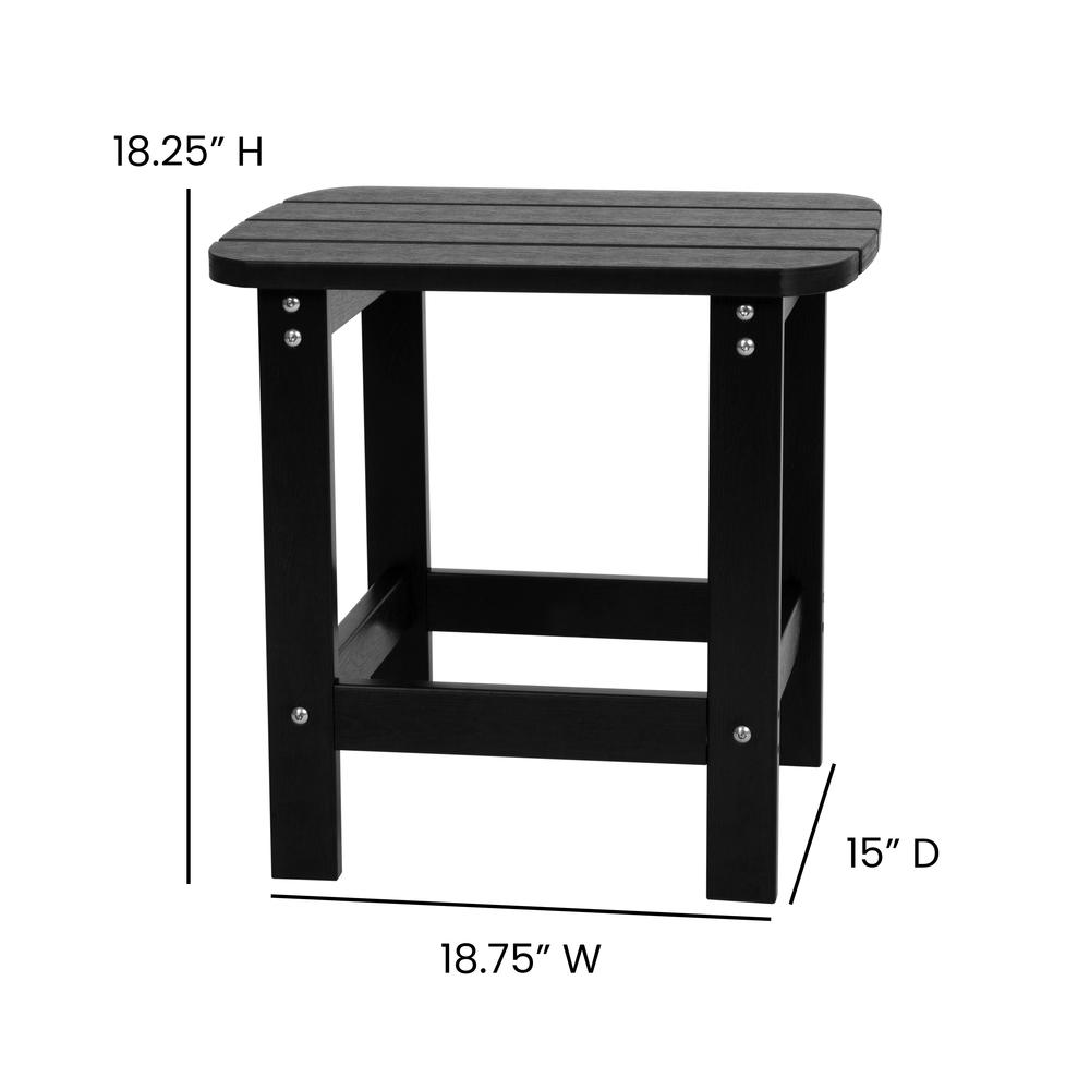 All-Weather Poly Resin Wood Adirondack Side Table in Black