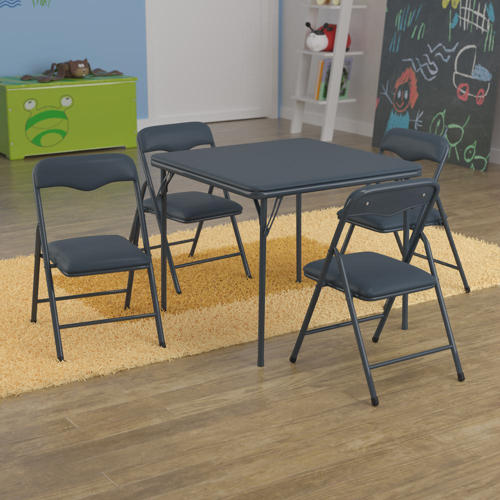 Navy 5 Piece Folding Table and Chair Set