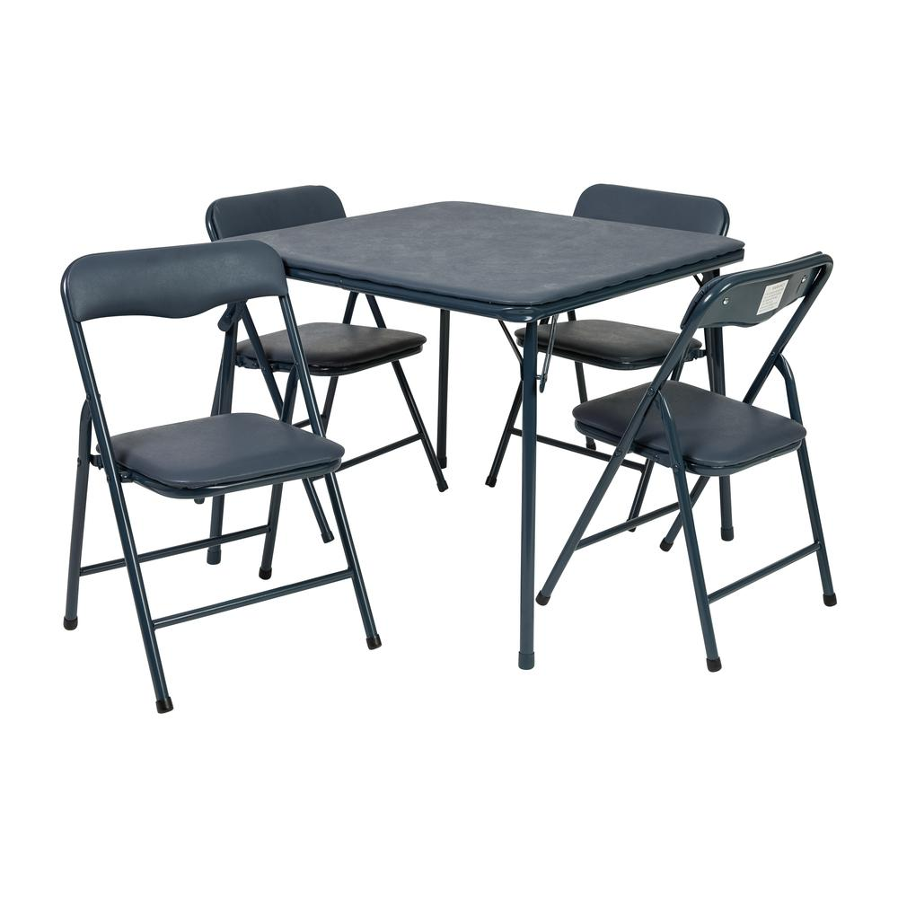 Navy 5 Piece Folding Table and Chair Set