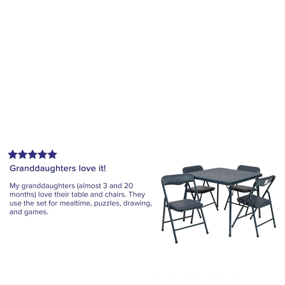 Navy 5 Piece Folding Table and Chair Set