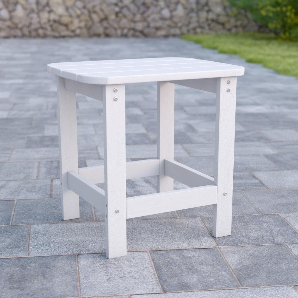 All-Weather Poly Resin Wood Adirondack Side Table in White