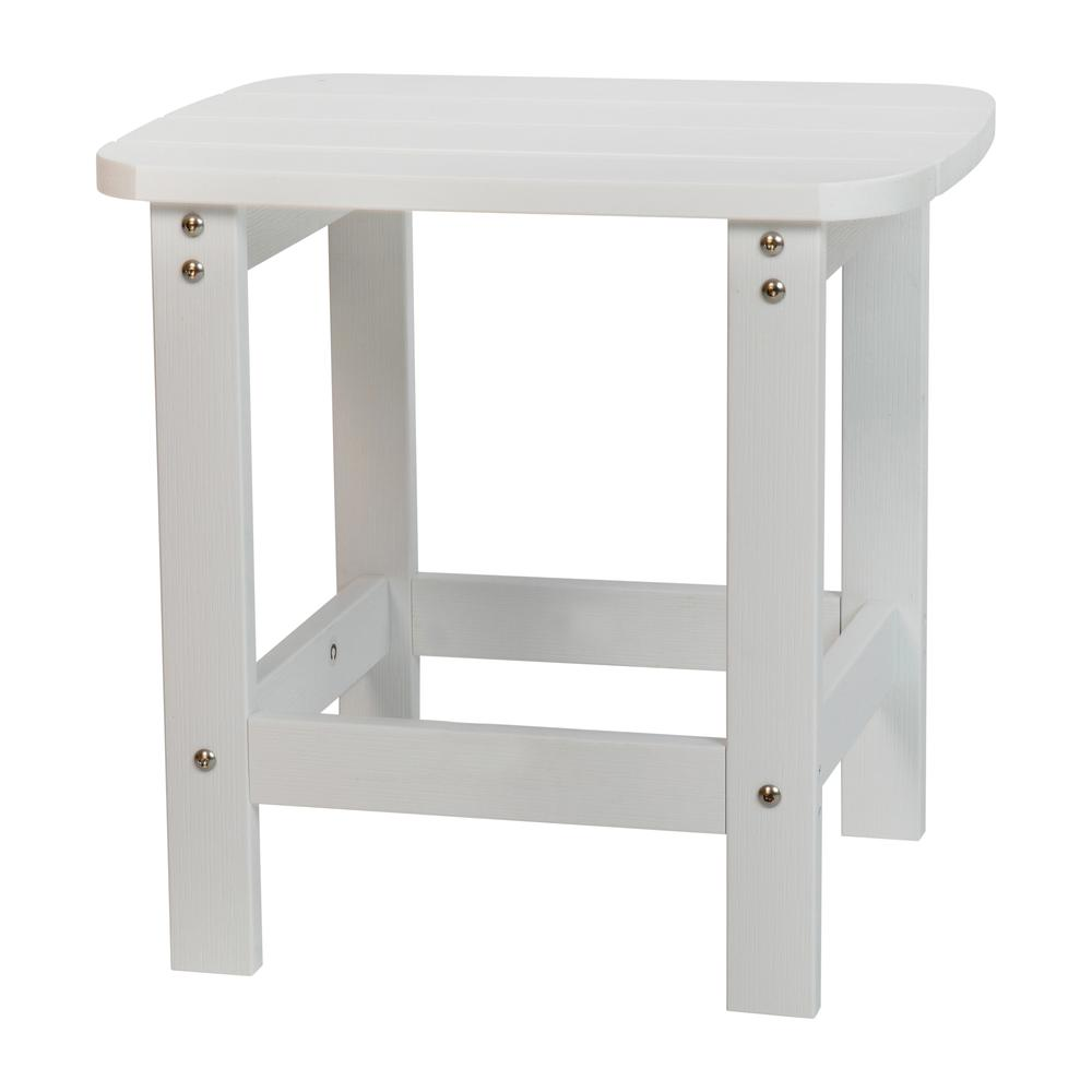 All-Weather Poly Resin Wood Adirondack Side Table in White