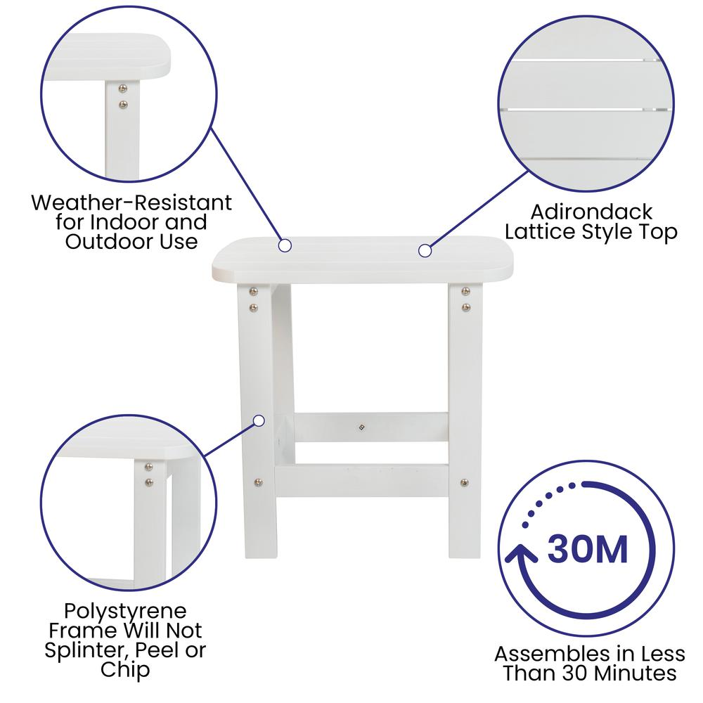 All-Weather Poly Resin Wood Adirondack Side Table in White