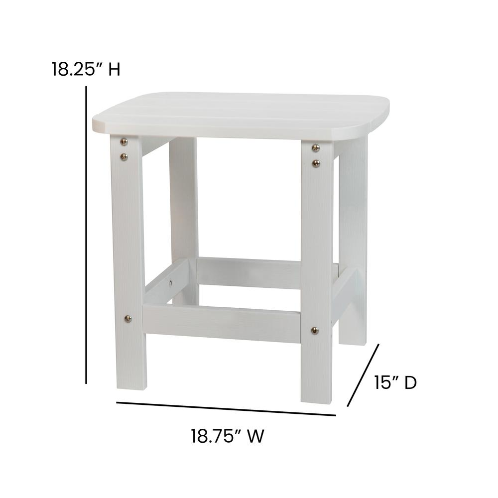 All-Weather Poly Resin Wood Adirondack Side Table in White