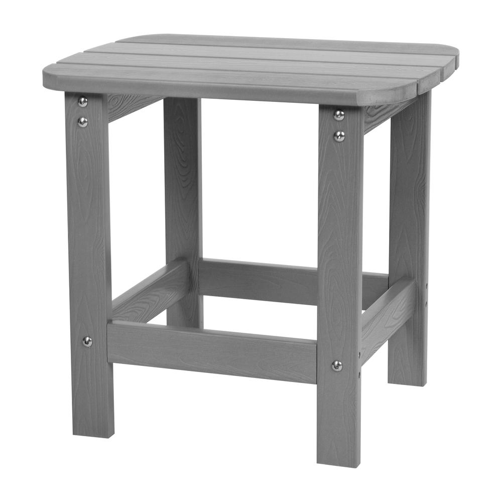 All-Weather Poly Resin Wood Adirondack Side Table in Gray