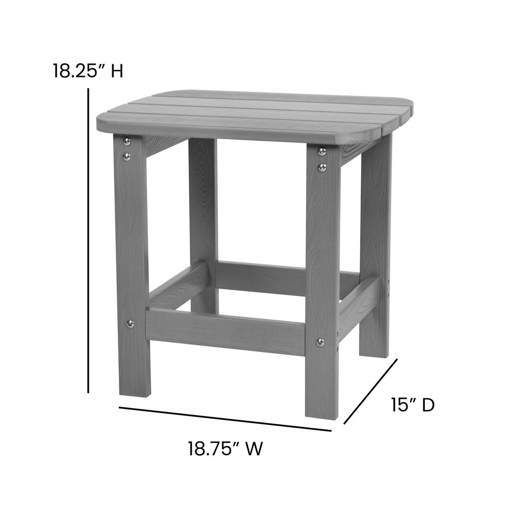 All-Weather Poly Resin Wood Adirondack Side Table in Gray