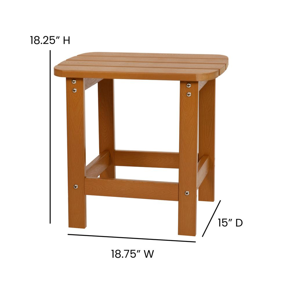 All-Weather Poly Resin Wood Adirondack Side Table in Teak