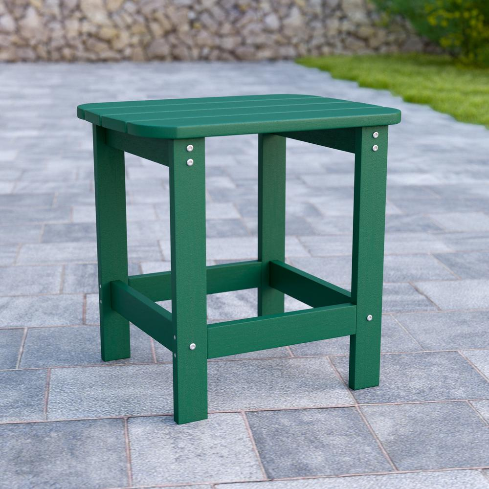 All-Weather Poly Resin Wood Adirondack Side Table in Green