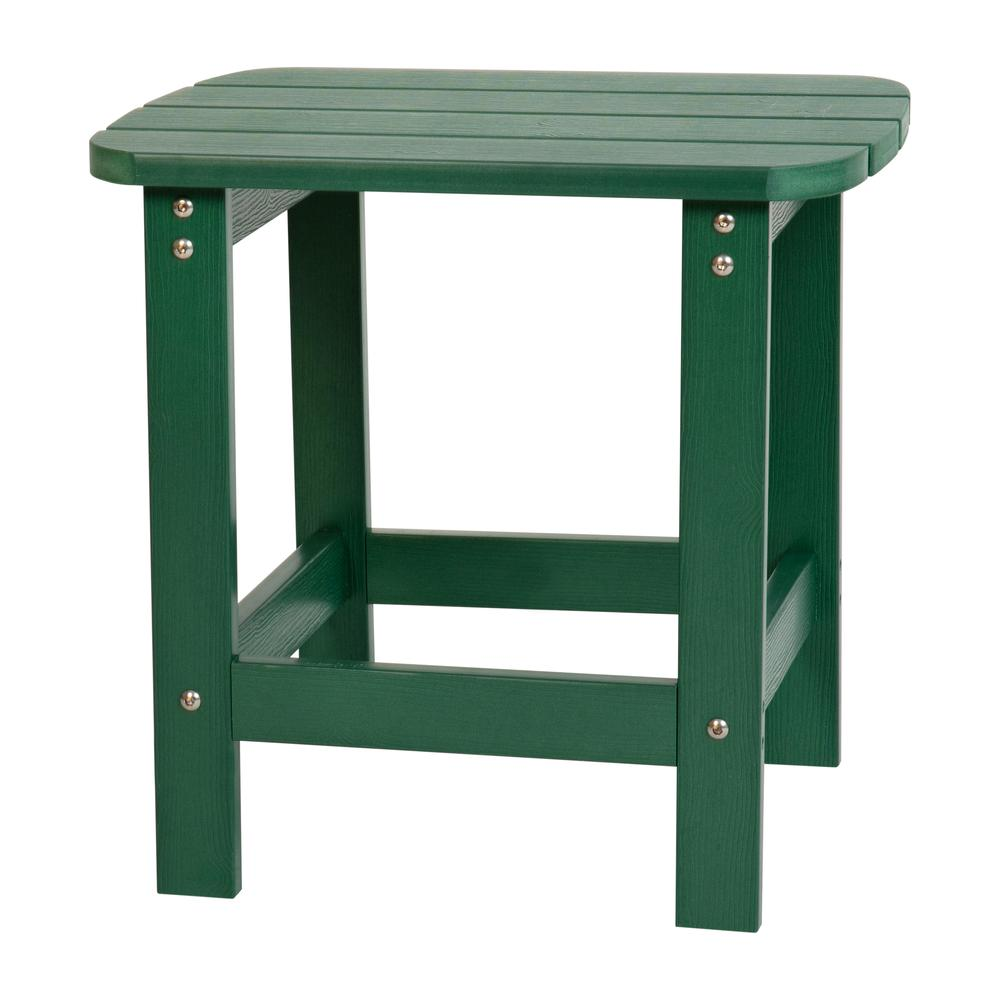 All-Weather Poly Resin Wood Adirondack Side Table in Green