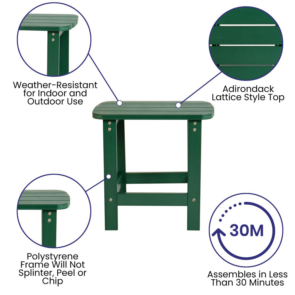 All-Weather Poly Resin Wood Adirondack Side Table in Green