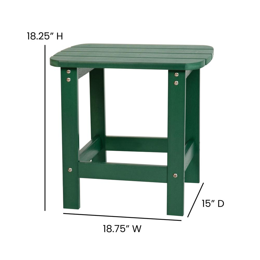 All-Weather Poly Resin Wood Adirondack Side Table in Green