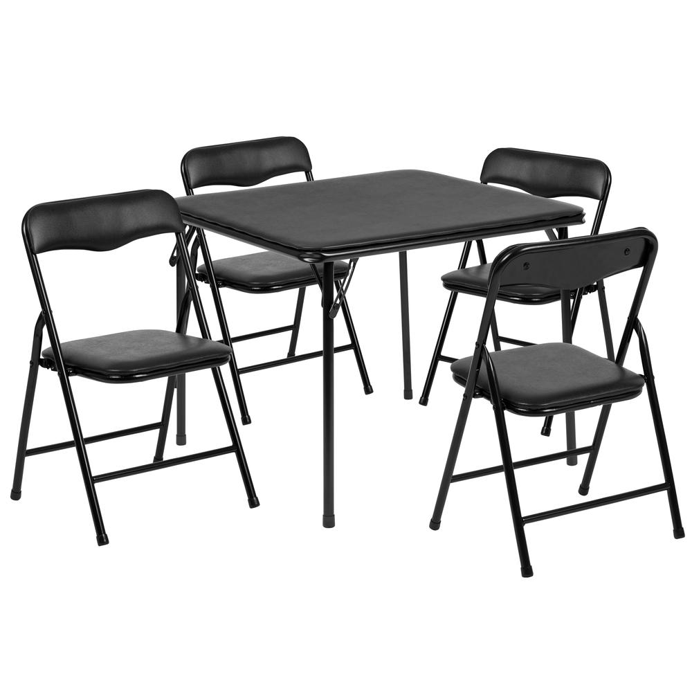 Black 5 Piece Folding Table and Chair Set