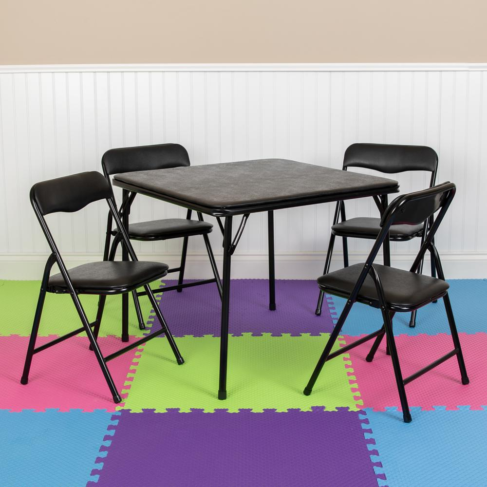 Black 5 Piece Folding Table and Chair Set