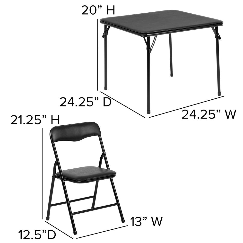 Black 5 Piece Folding Table and Chair Set