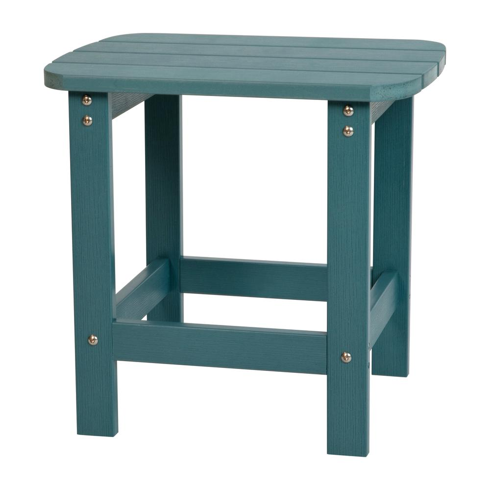 All-Weather Poly Resin Wood Adirondack Side Table in Sea Foam