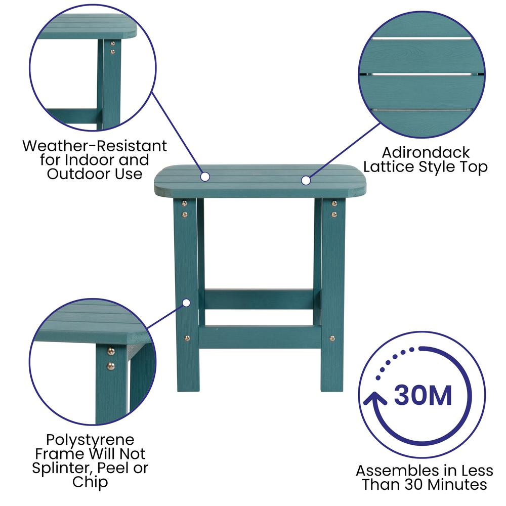 All-Weather Poly Resin Wood Adirondack Side Table in Sea Foam