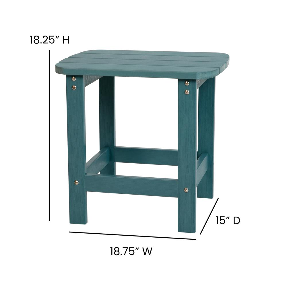 All-Weather Poly Resin Wood Adirondack Side Table in Sea Foam