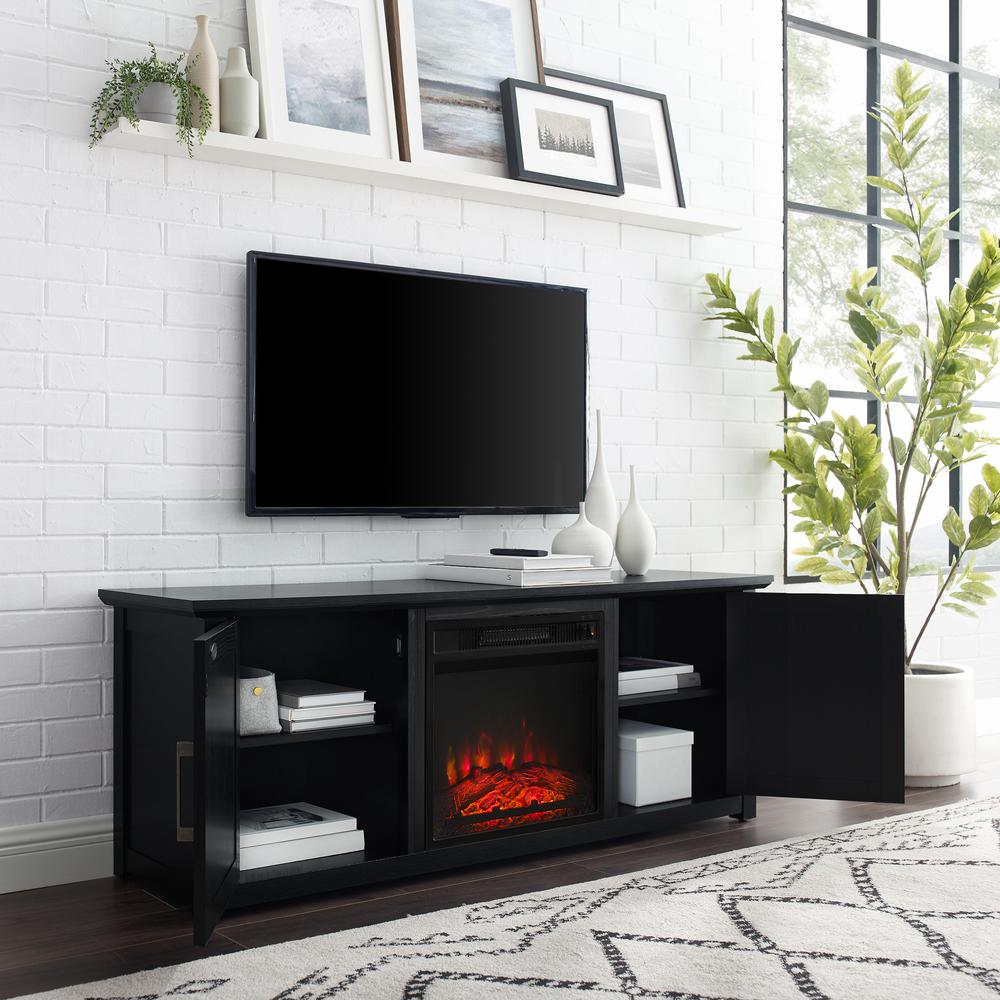 Camden 58" Low Profile Tv Stand W/Fireplace Black