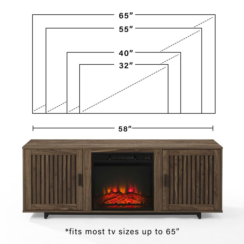 Silas 58" Low Profile Tv Stand W/Fireplace Walnut