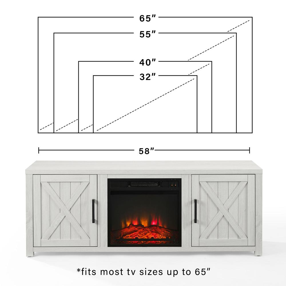 Gordon 58" Low Profile Tv Stand W/Fireplace Whitewash