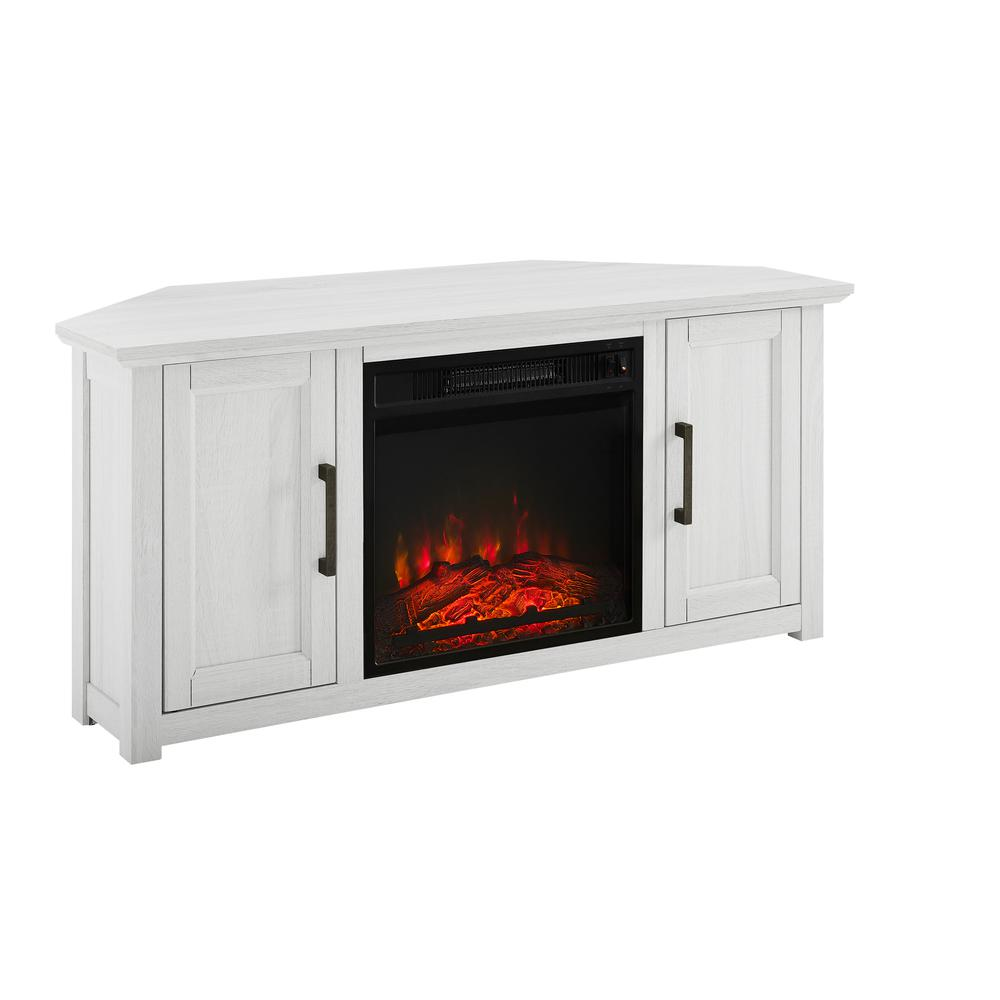 Camden 48" Corner Tv Stand W/Fireplace Whitewash