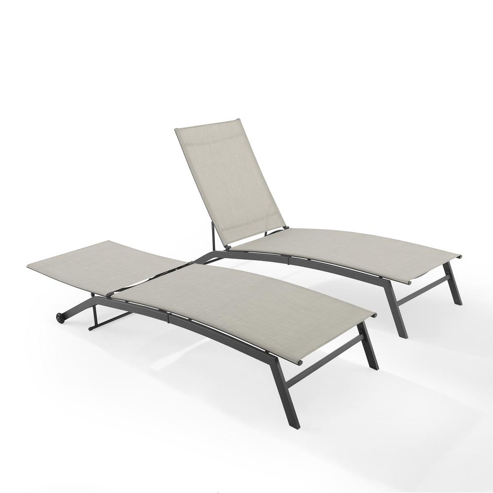 Weaver 2Pc Outdoor Sling Chaise Lounge Set Light Gray/Matte Black - 2 Lounge Chairs