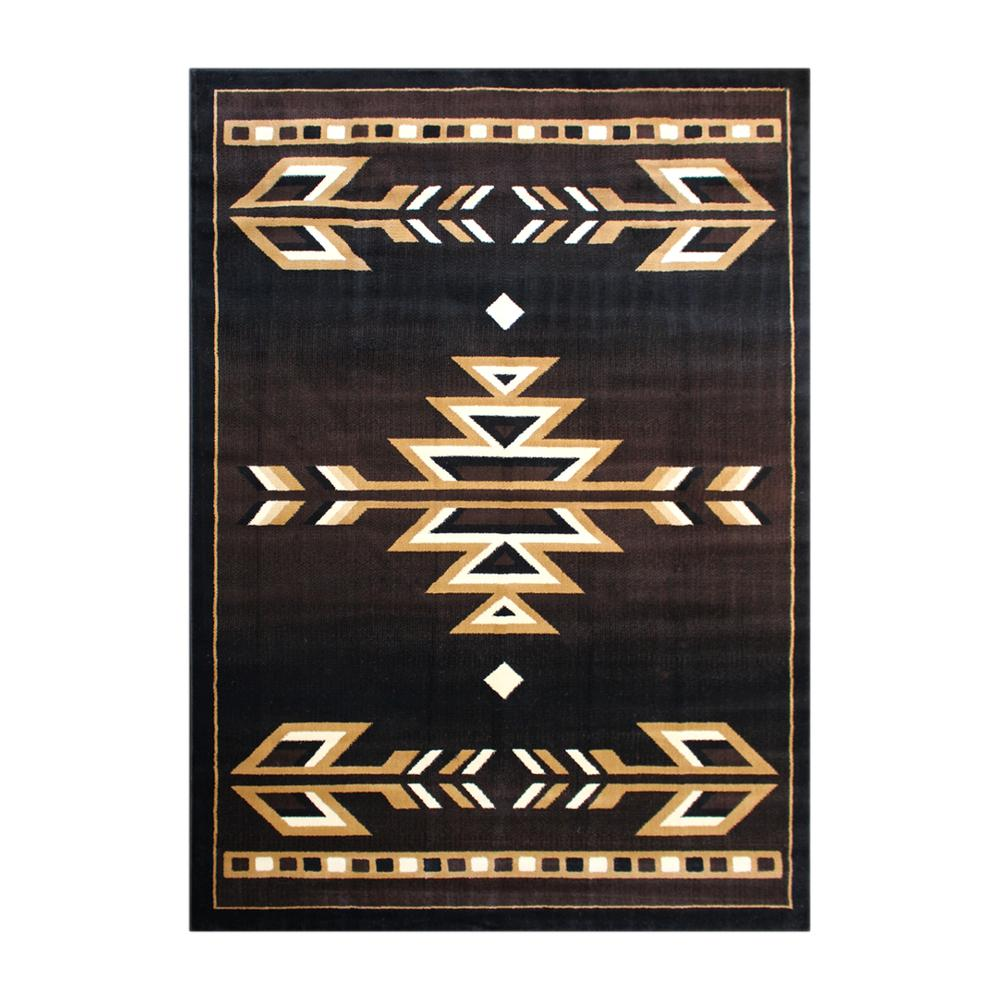 Southwestern 5' x 7' Brown Area Rug - Olefin Accent Rug with Jute Backing